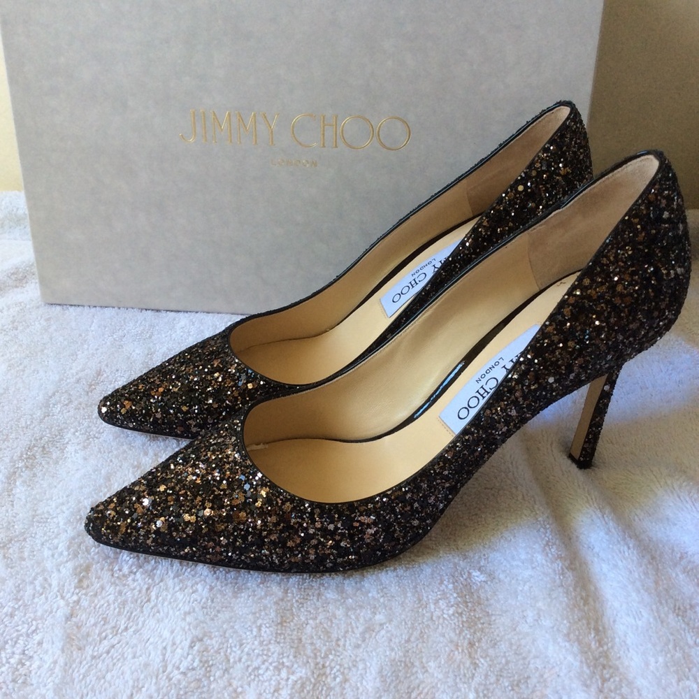 Jimmy choo Bronze Mix Romy 85 Glitter Pumps